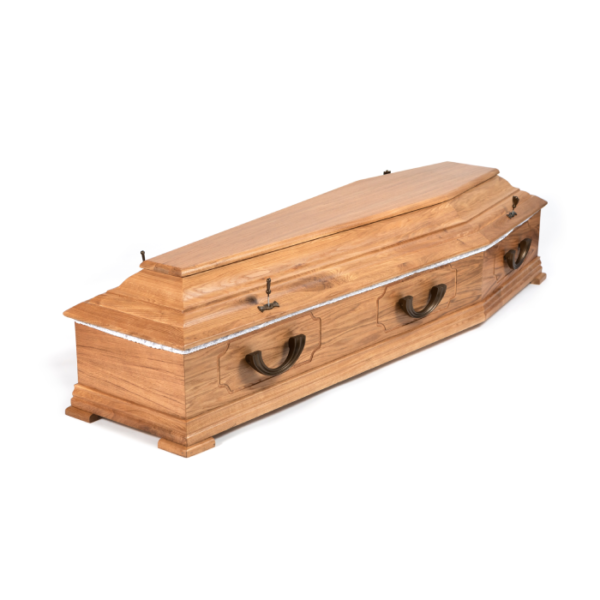 Violin shaped wooden coffin